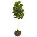 66"  Fiddle Leaf Artificial Tree in Metal Bowl (Real Touch)