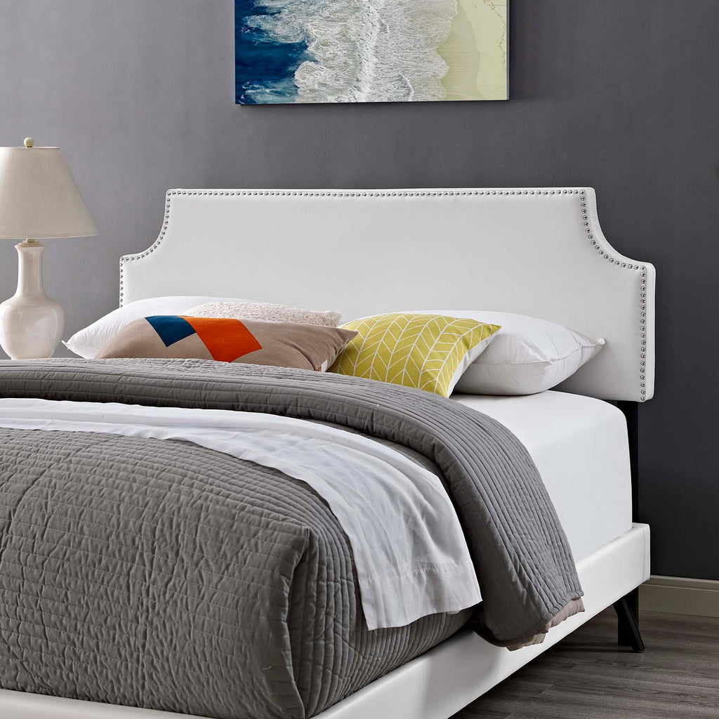 Corene Vinyl Full Platform Bed with Round Splayed Legs by Modway