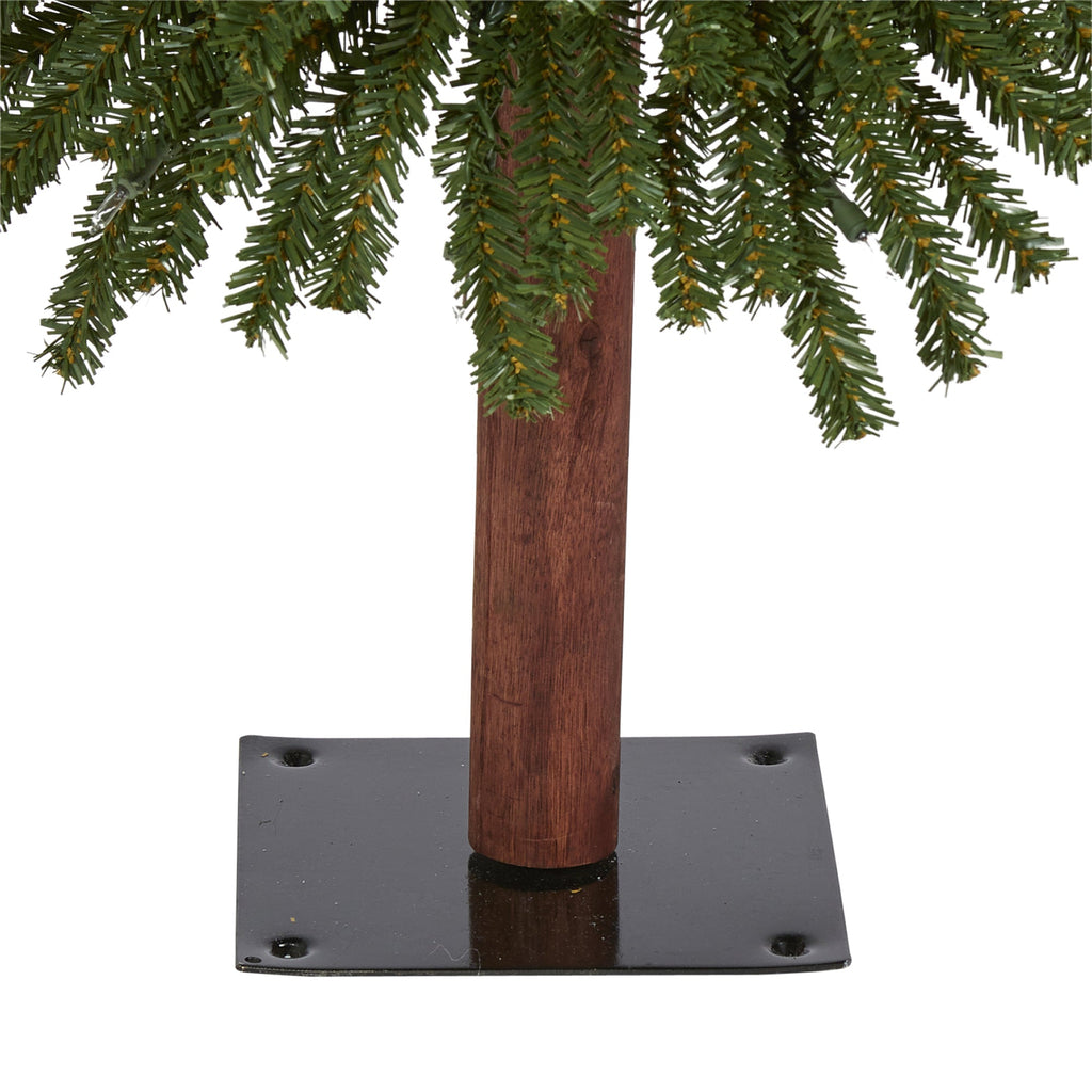 4' Grand Alpine Artificial Christmas Tree with 100 Clear Lights w/Natural Trunk