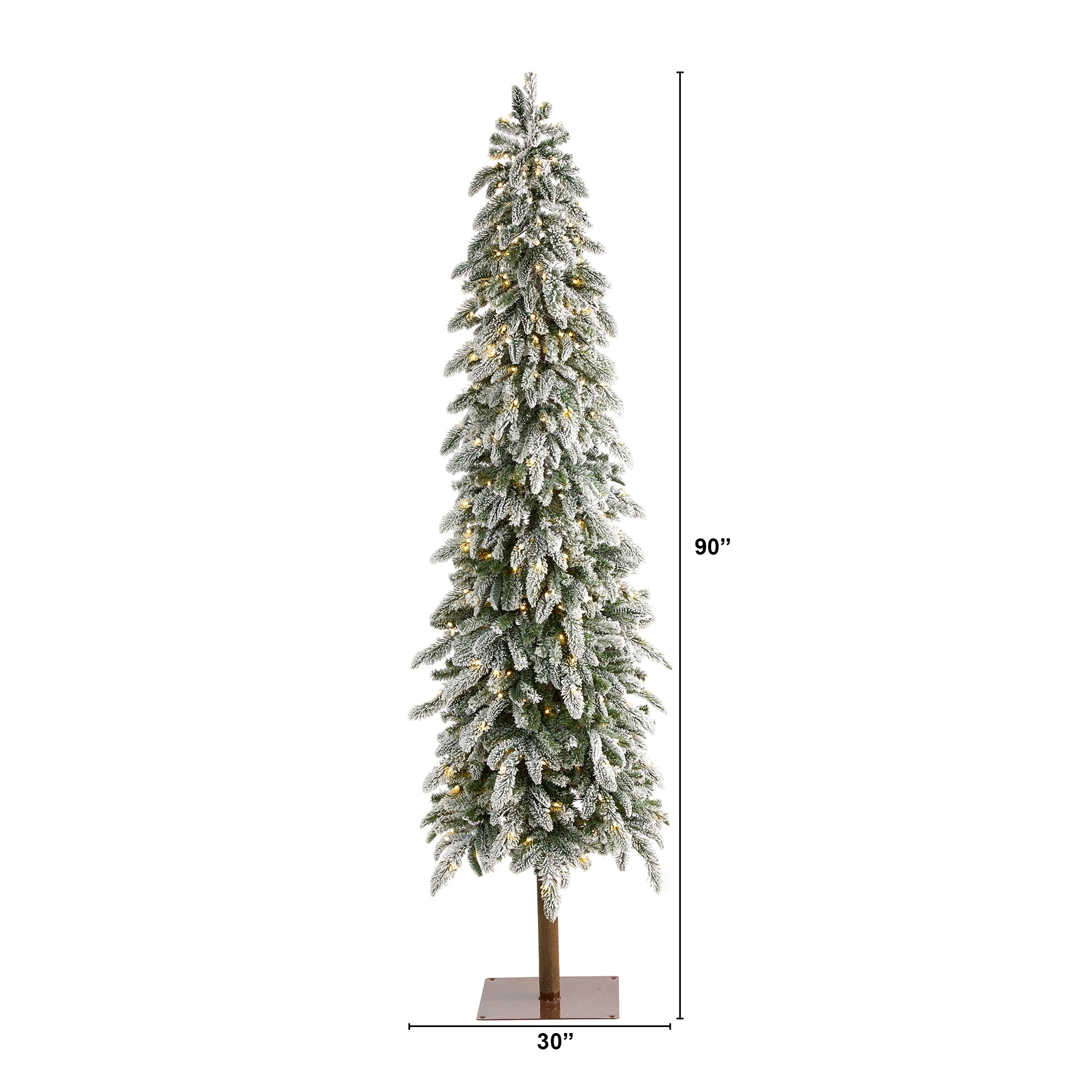 7.5' Flocked Washington Alpine Christmas Artificial Tree w 350 White Warm LED