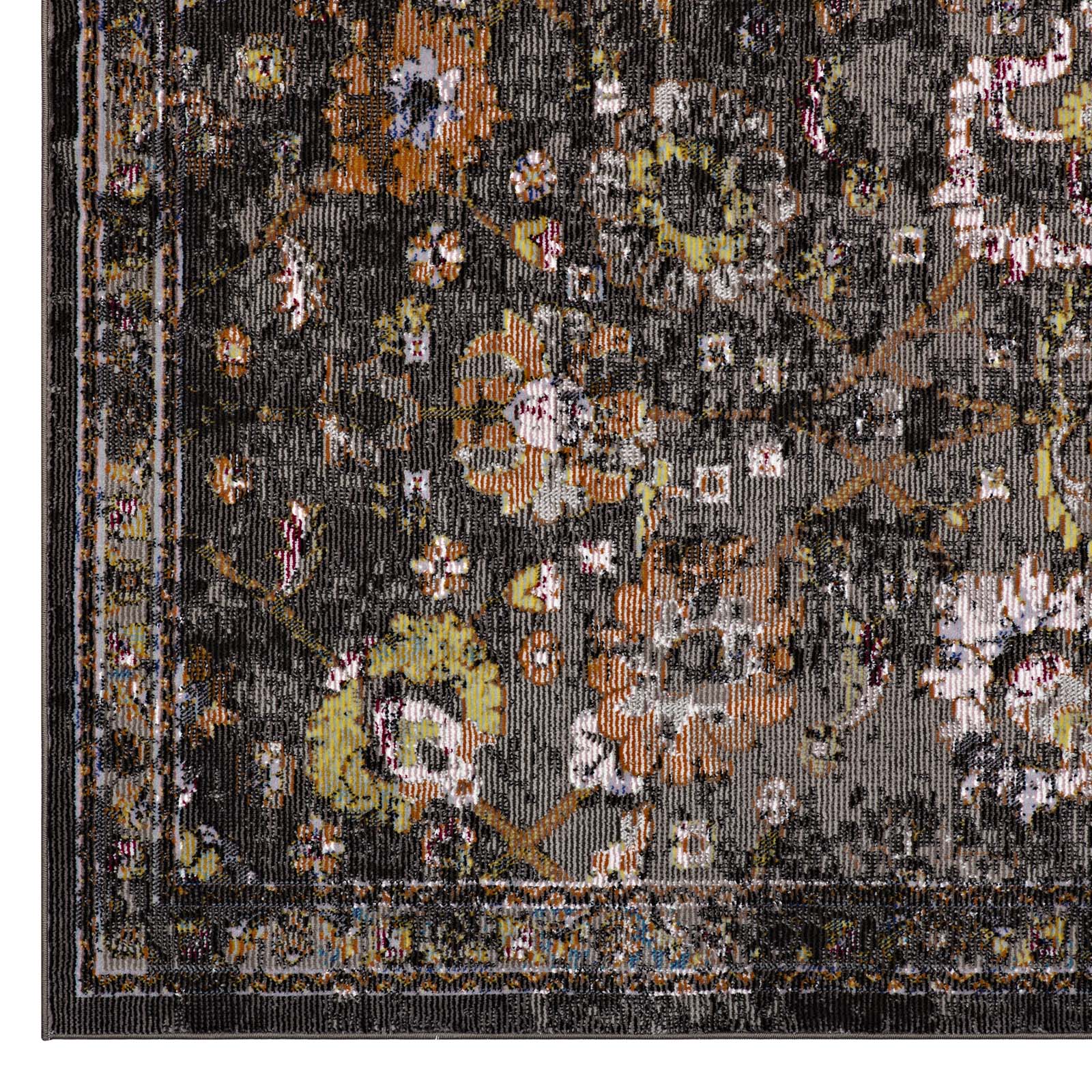 Minu Distressed Floral Lattice 4x6 Area Rug by Modway