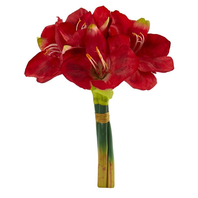 14"  Amaryllis Bouquet Artificial Flower (Set of 3