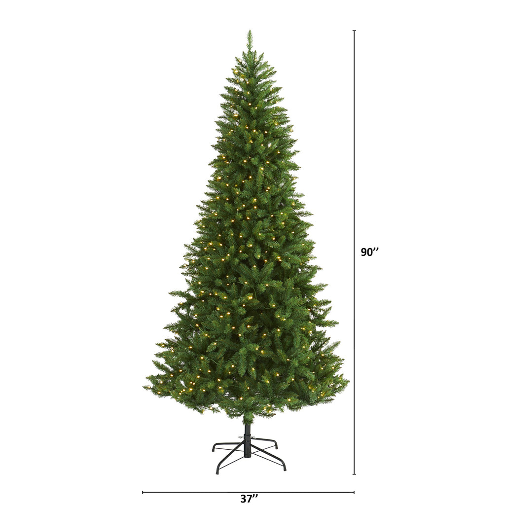 7.5' Green Valley Fir Artificial Christmas Tree with 500 Clear LED Lights