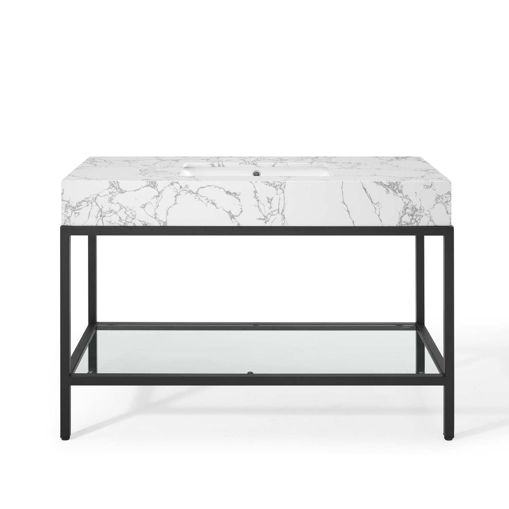 Kingsley 50" Black Stainless Steel Bathroom Vanity by Modway