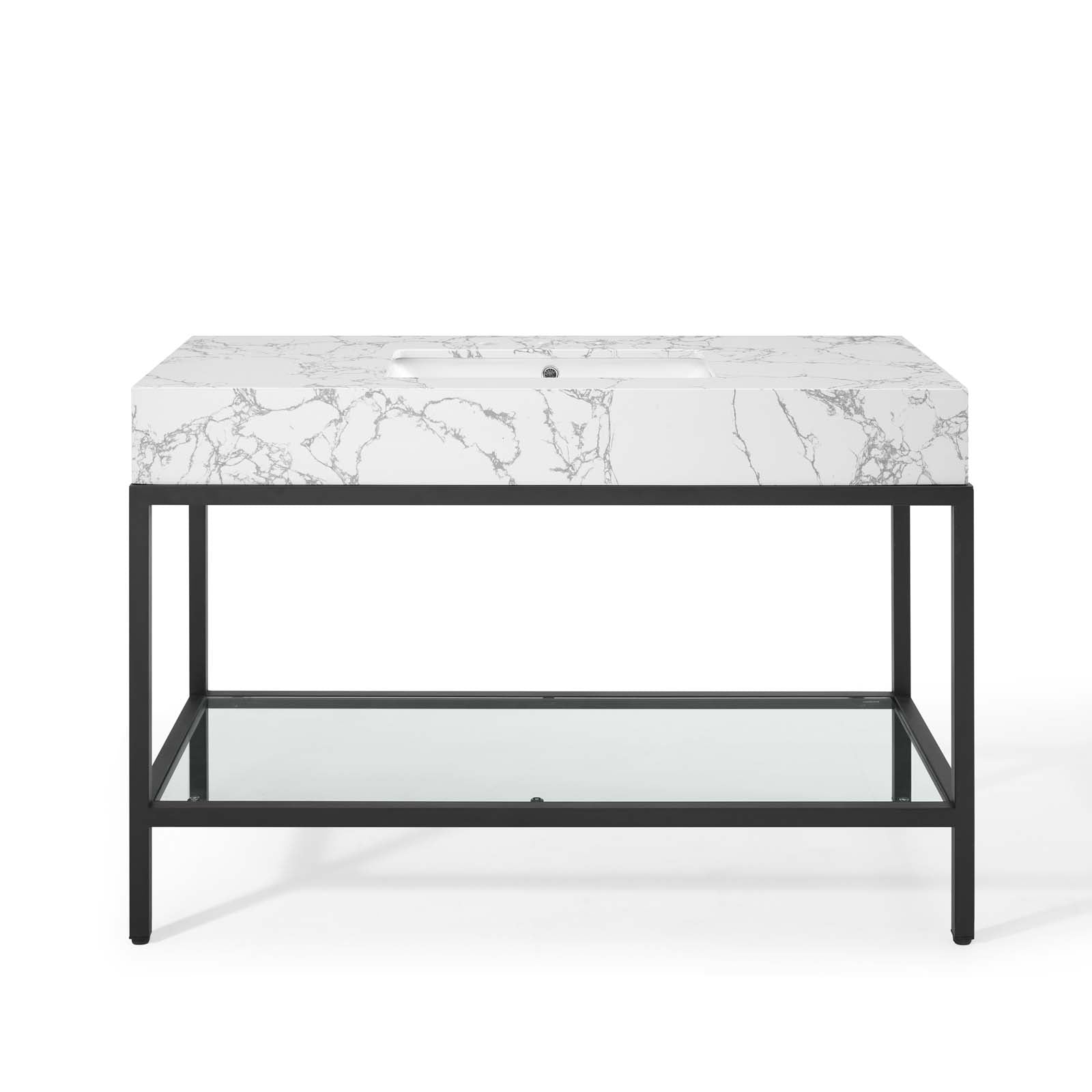 Kingsley 50" Black Stainless Steel Bathroom Vanity by Modway