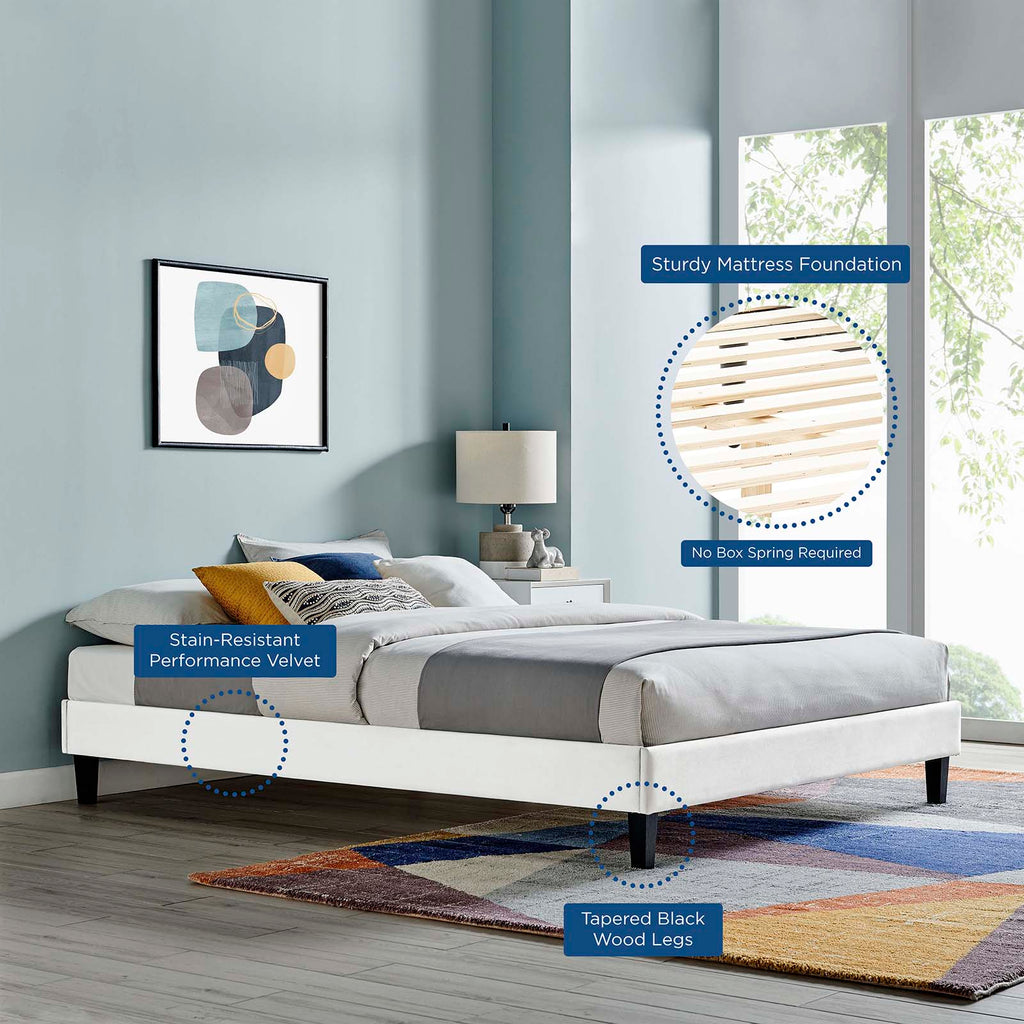 Reign Performance Velvet Queen Platform Bed Frame by Modway