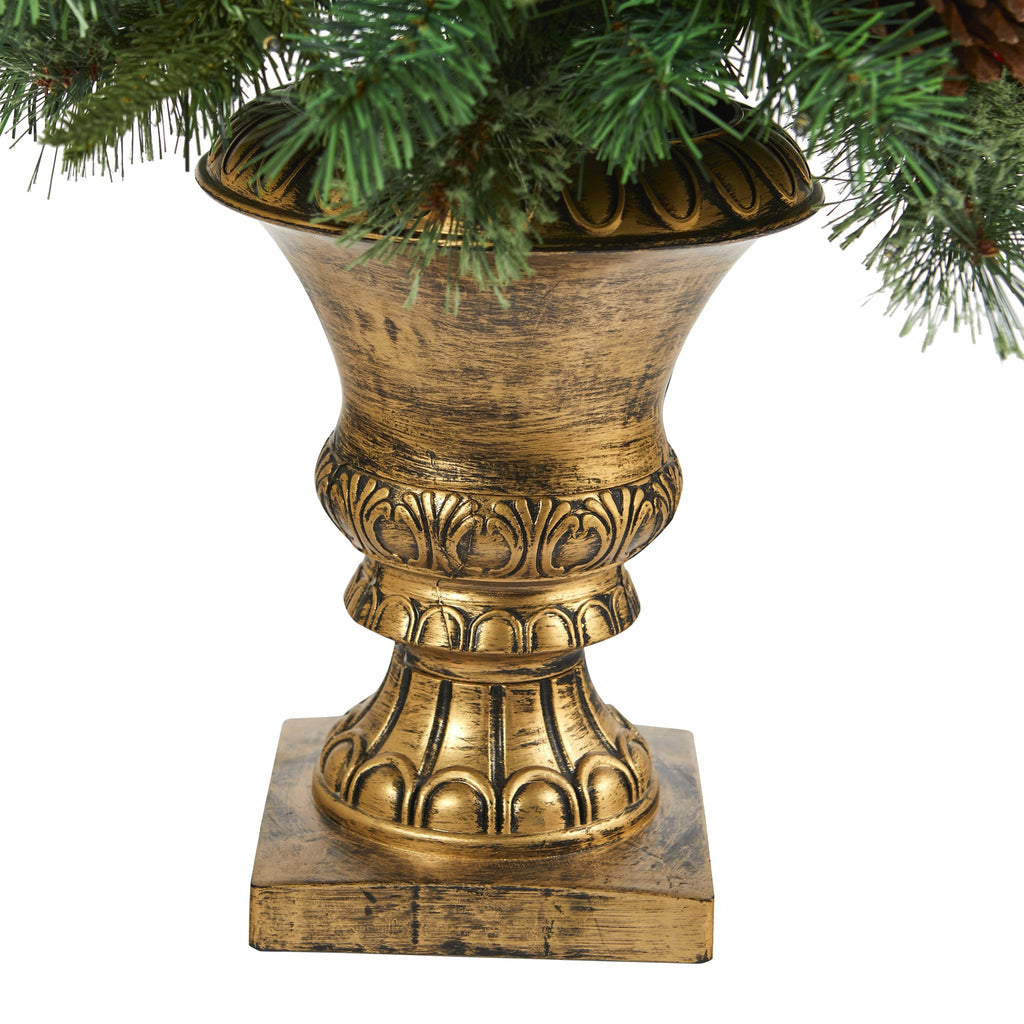 4' Pine, Pinecone and Berries Artificial Christmas Tree in Decorative Urn