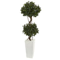 5' Sweet Bay Artificial Double Topiary in White Tower Planter