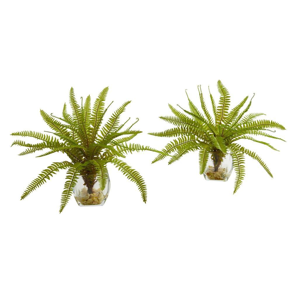 8"  Fern Artificial Plant in Vase (Set of 2)