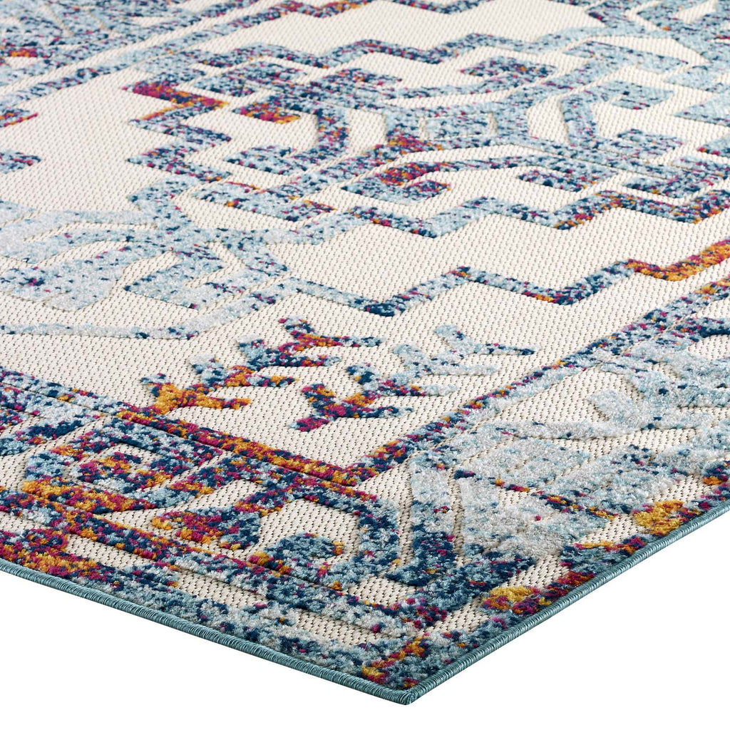 Reflect Nyssa Distressed Geometric Southwestern Aztec 5x8 Indoor/Outdoor Area Rug by Modway