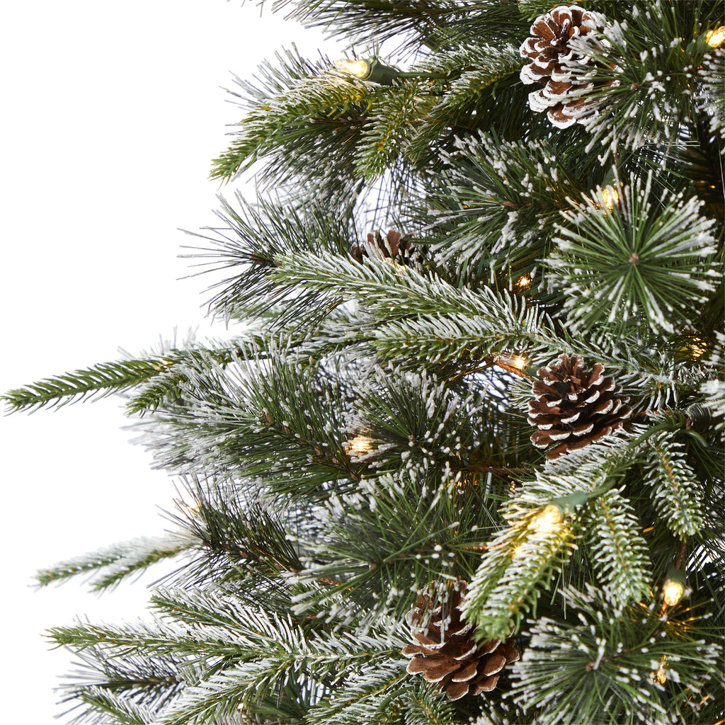 7.5' Snowed Tipped Clermont Mixed Pine Artificial Christmas Tree