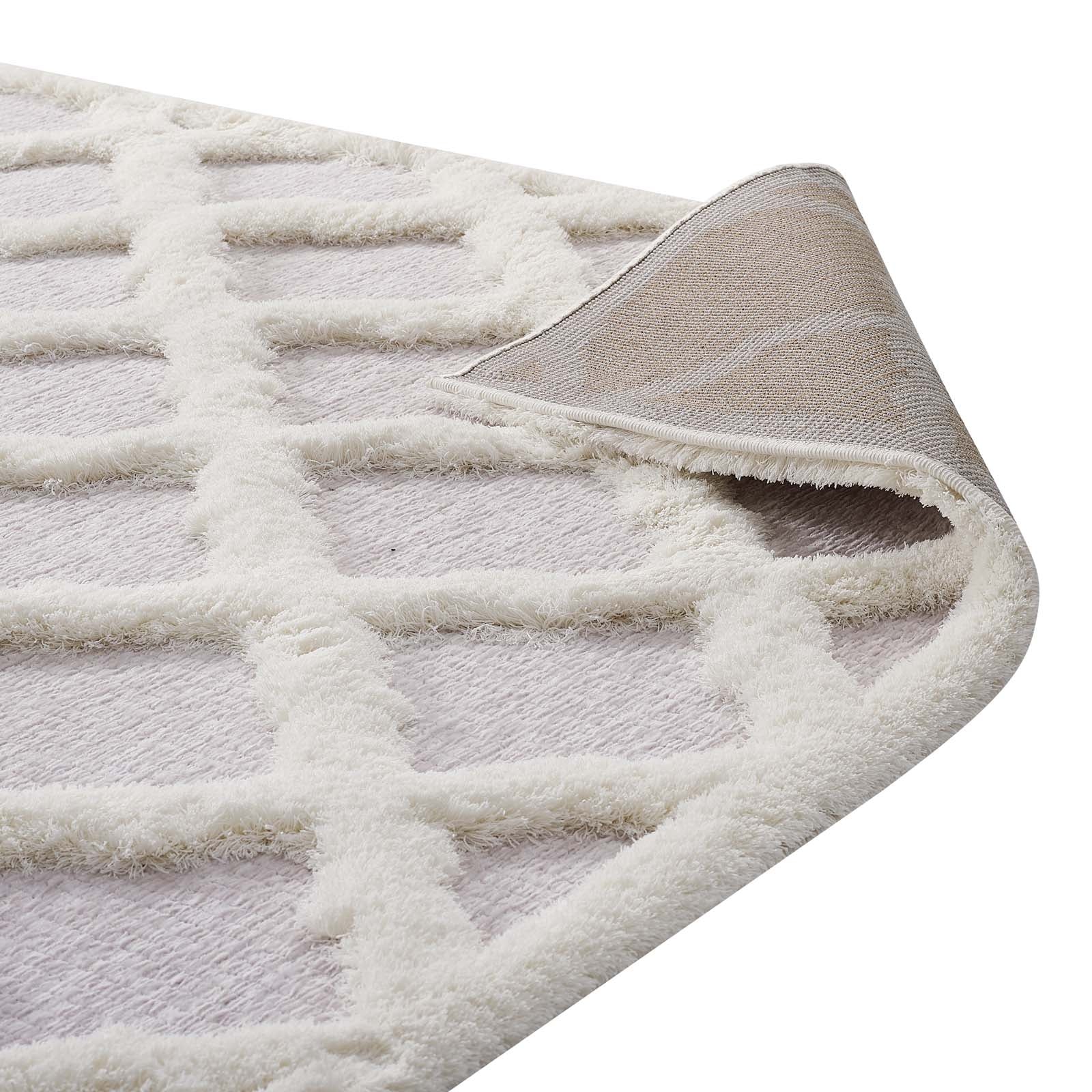Whimsical Regale Abstract Moroccan Trellis Shag 5x8 Area Rug by Modway