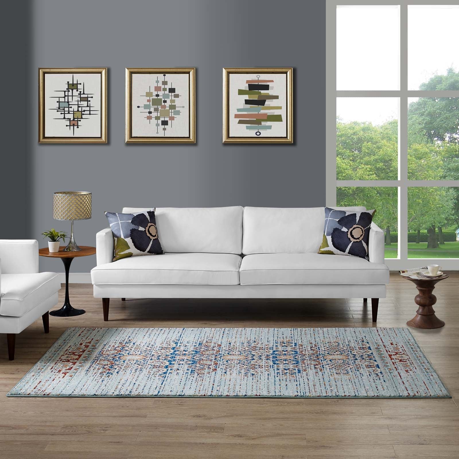 Naria Distressed Vintage Medallion 5x8 Area Rug by Modway