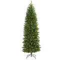6.5' Slim Green Mountain Pine Artificial Christmas Tree w/ 300 Clear LED Lights