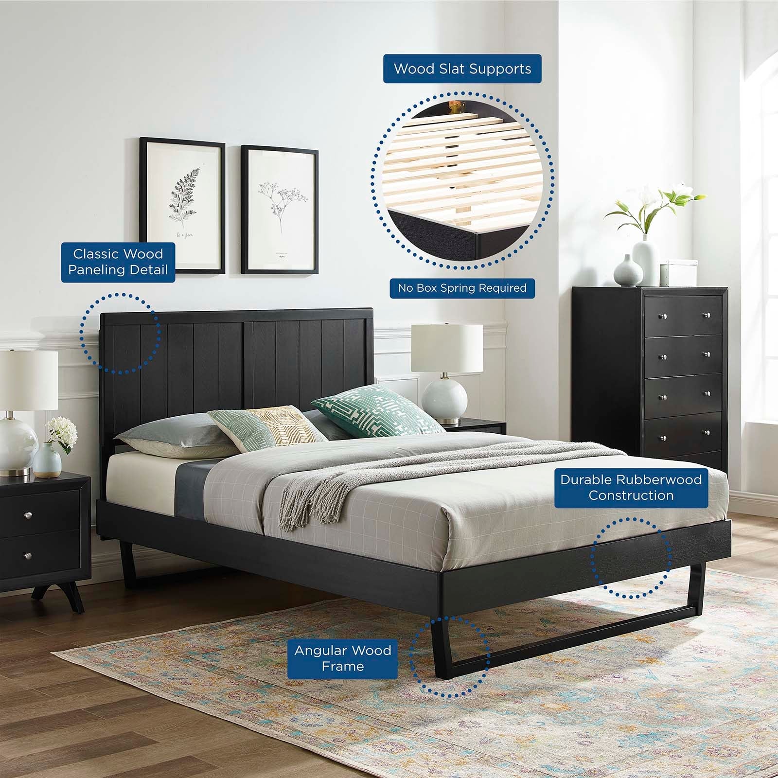 Alana Wood Full Platform Bed With Angular Frame by Modway