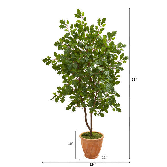 53" Oak Artificial Tree in Terra-Cotta Planter