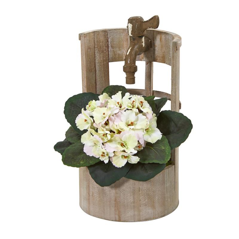 12"  African Violet Artificial Plant in Faucet Planter