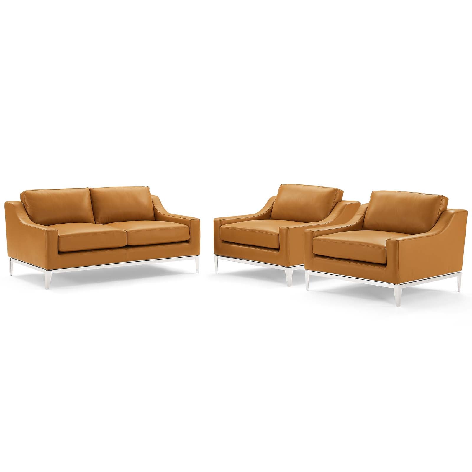 Harness 3 Piece Stainless Steel Base Leather Set by Modway