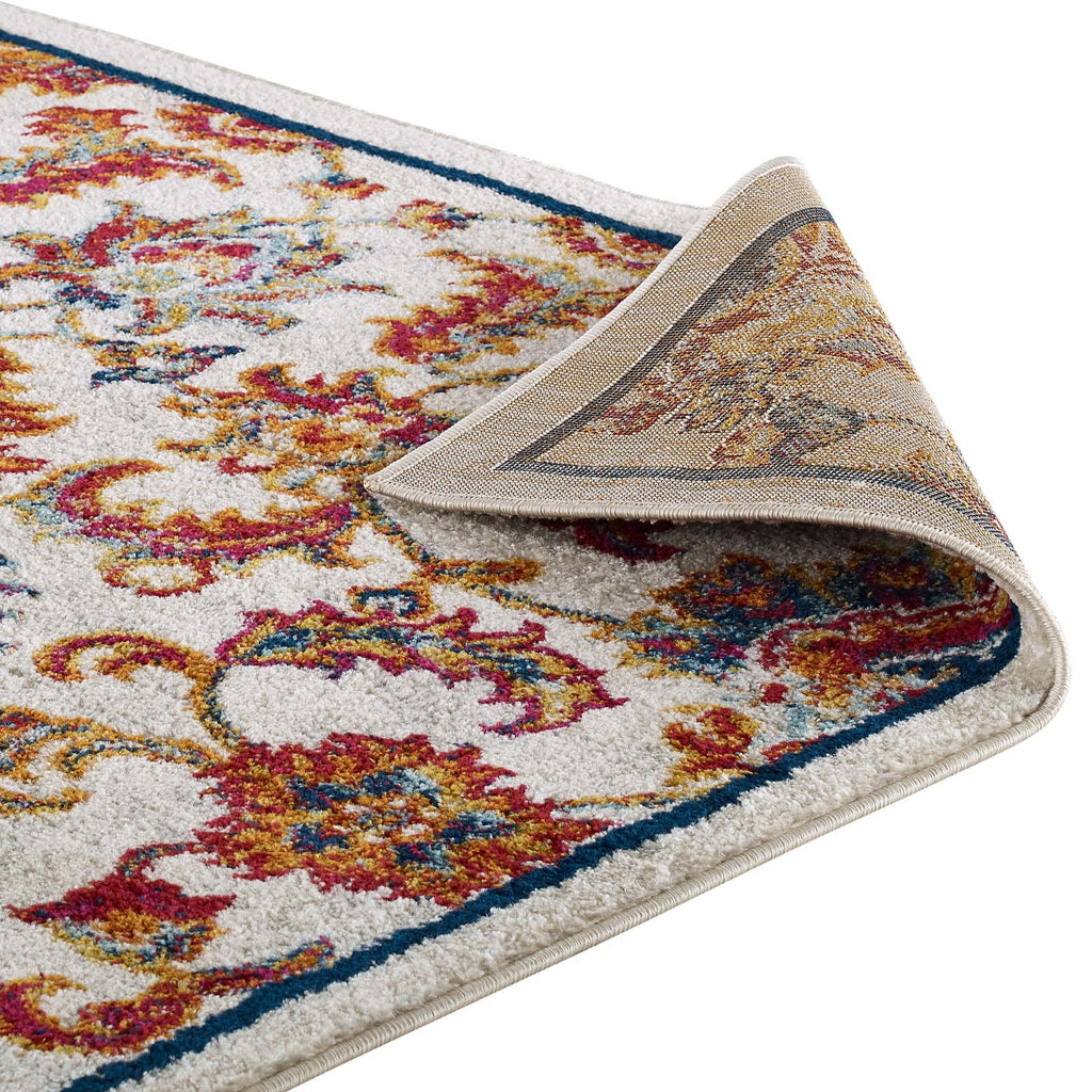 Entourage Azami Distressed Vintage Floral Lattice 8x10 Area Rug by Modway
