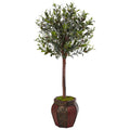 4.5' Olive Topiary Tree in Weave Panel Planter
