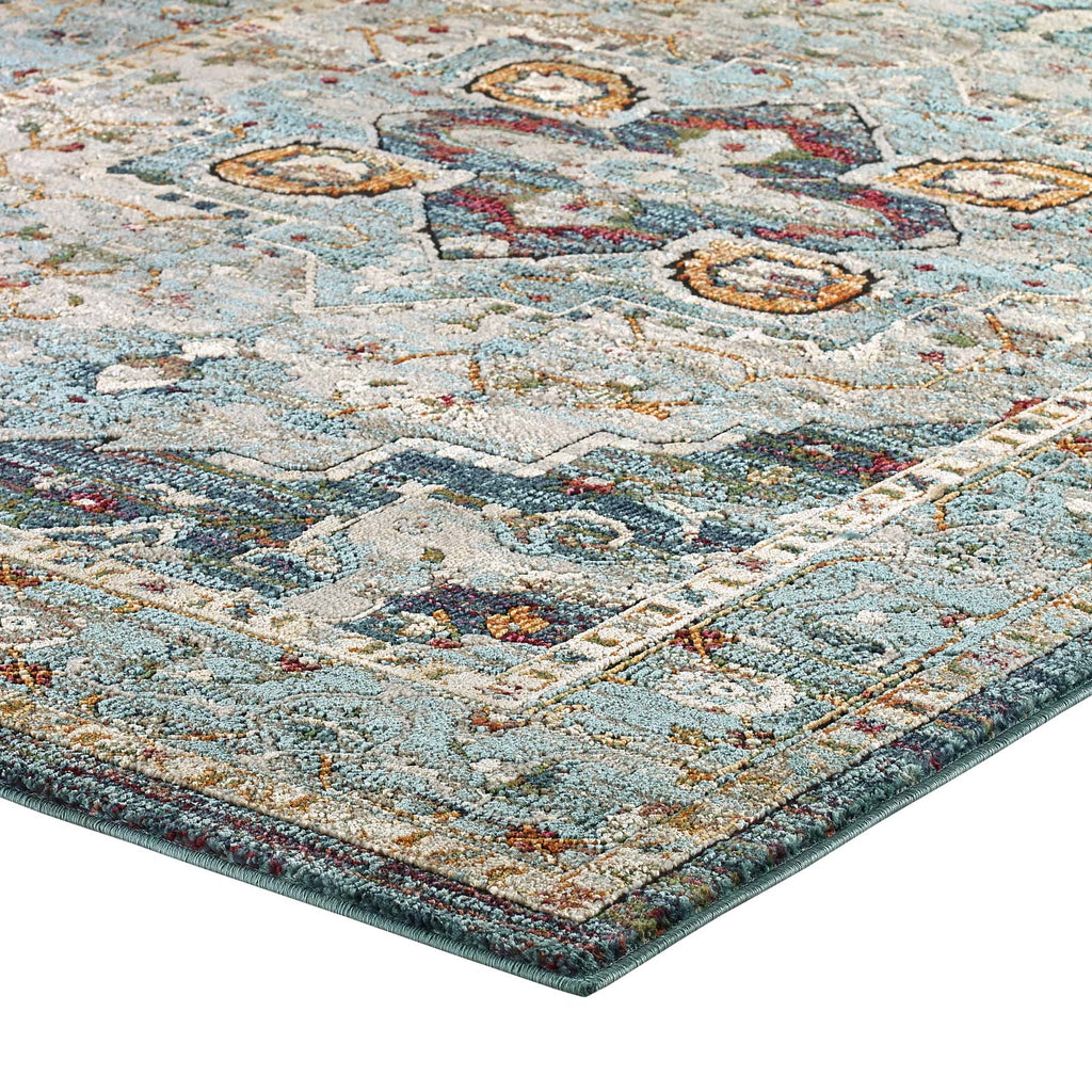 Tribute Diantha Distressed Vintage Floral Vintage Medallion 5x8 Area Rug by Modway