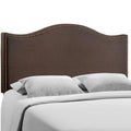 Curl Nailhead Upholstered Queen Headboard in Dark Brown