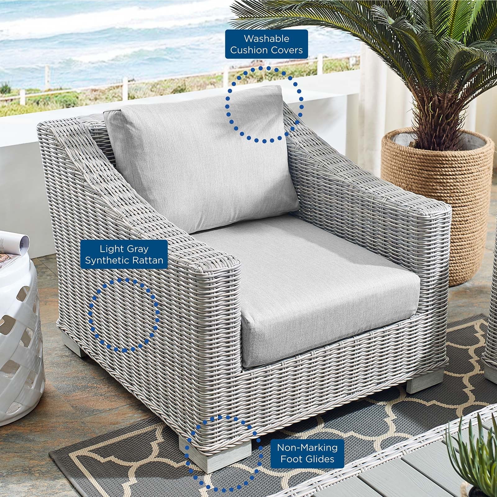 Conway Sunbrella¨ Outdoor Patio Wicker Rattan Armchair by Modway