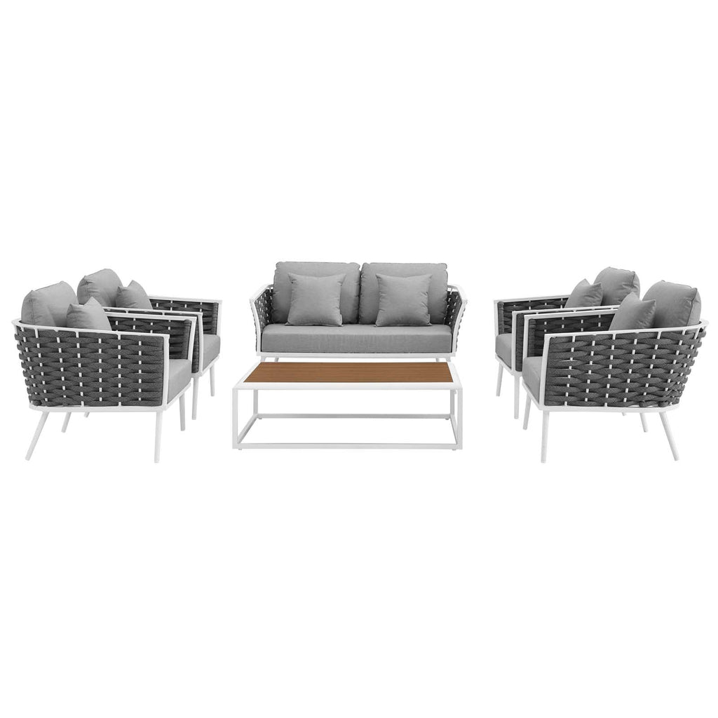 Stance 6 Piece Outdoor Patio Aluminum Sectional Sofa Set by Modway