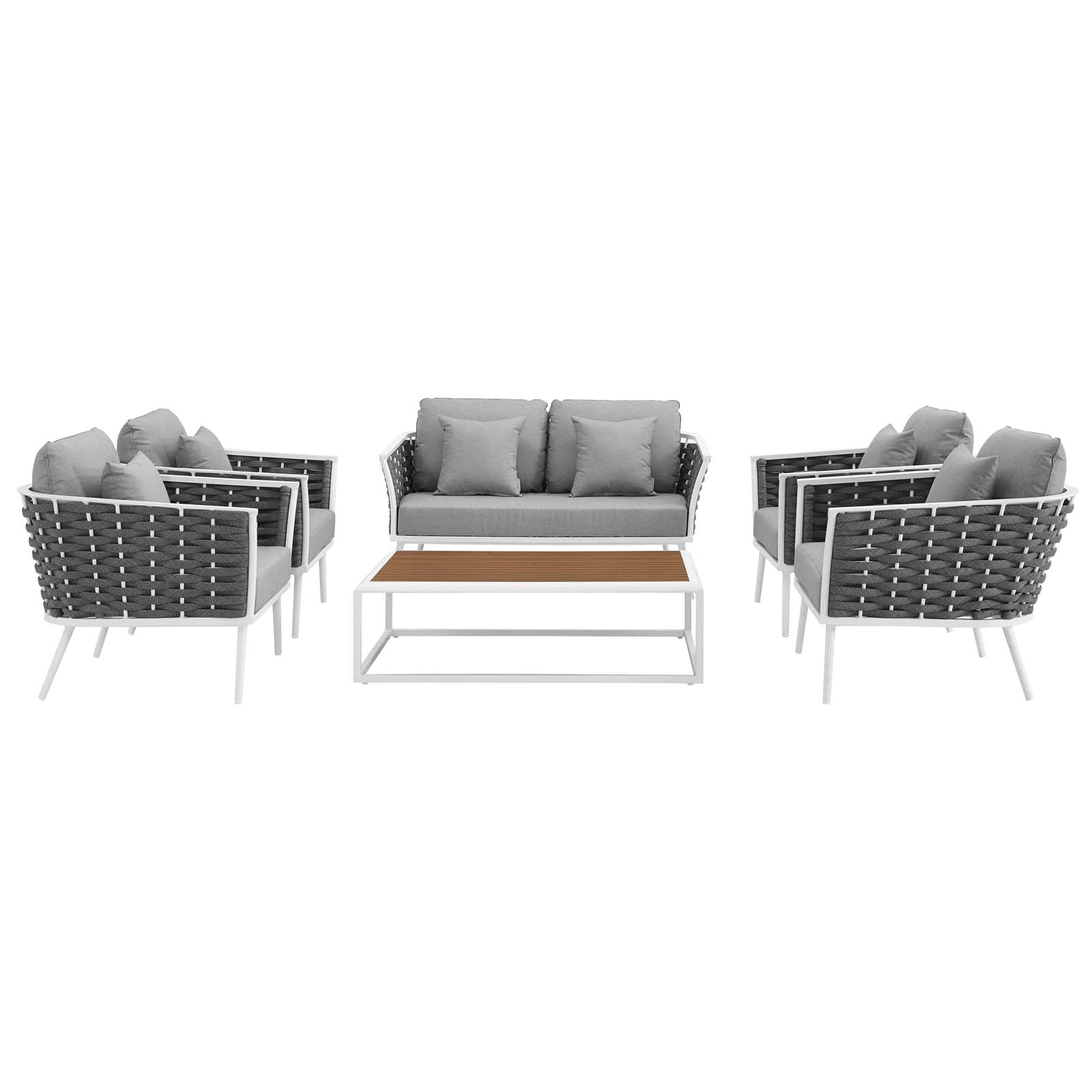 Stance 6 Piece Outdoor Patio Aluminum Sectional Sofa Set by Modway