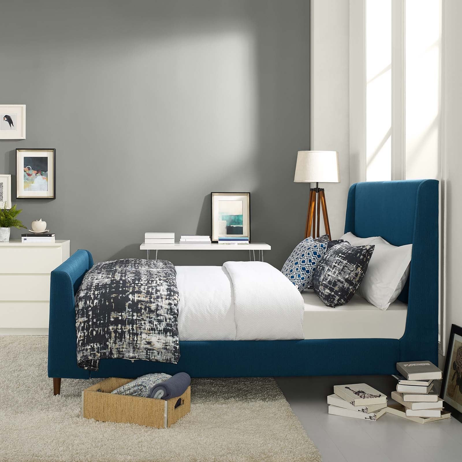 Aubree Upholstered Fabric Queen Sleigh Platform Bed by Modway