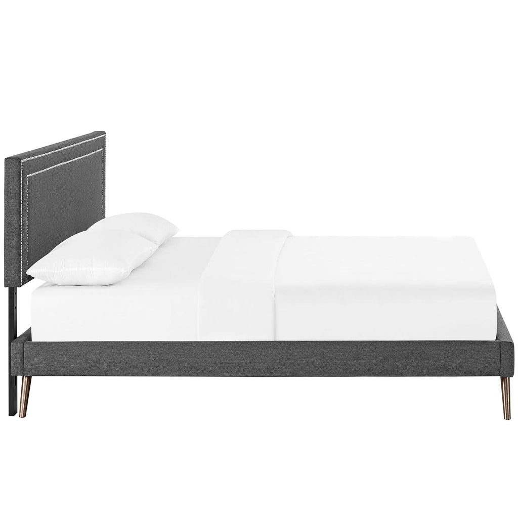Virginia Fabric Queen Platform Bed with Round Splayed Legs by Modway
