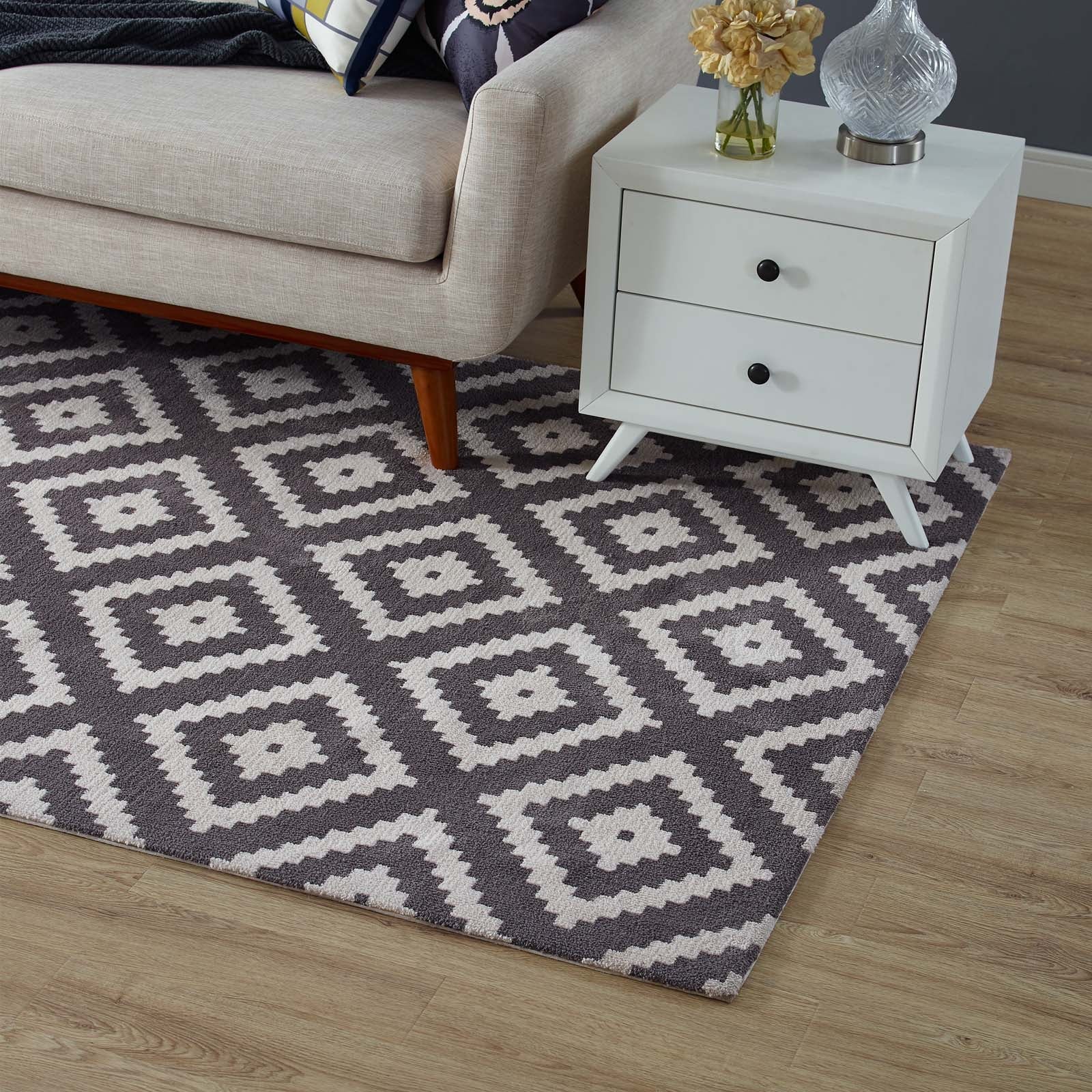 Alika Abstract Diamond Trellis 5x8 Area Rug by Modway