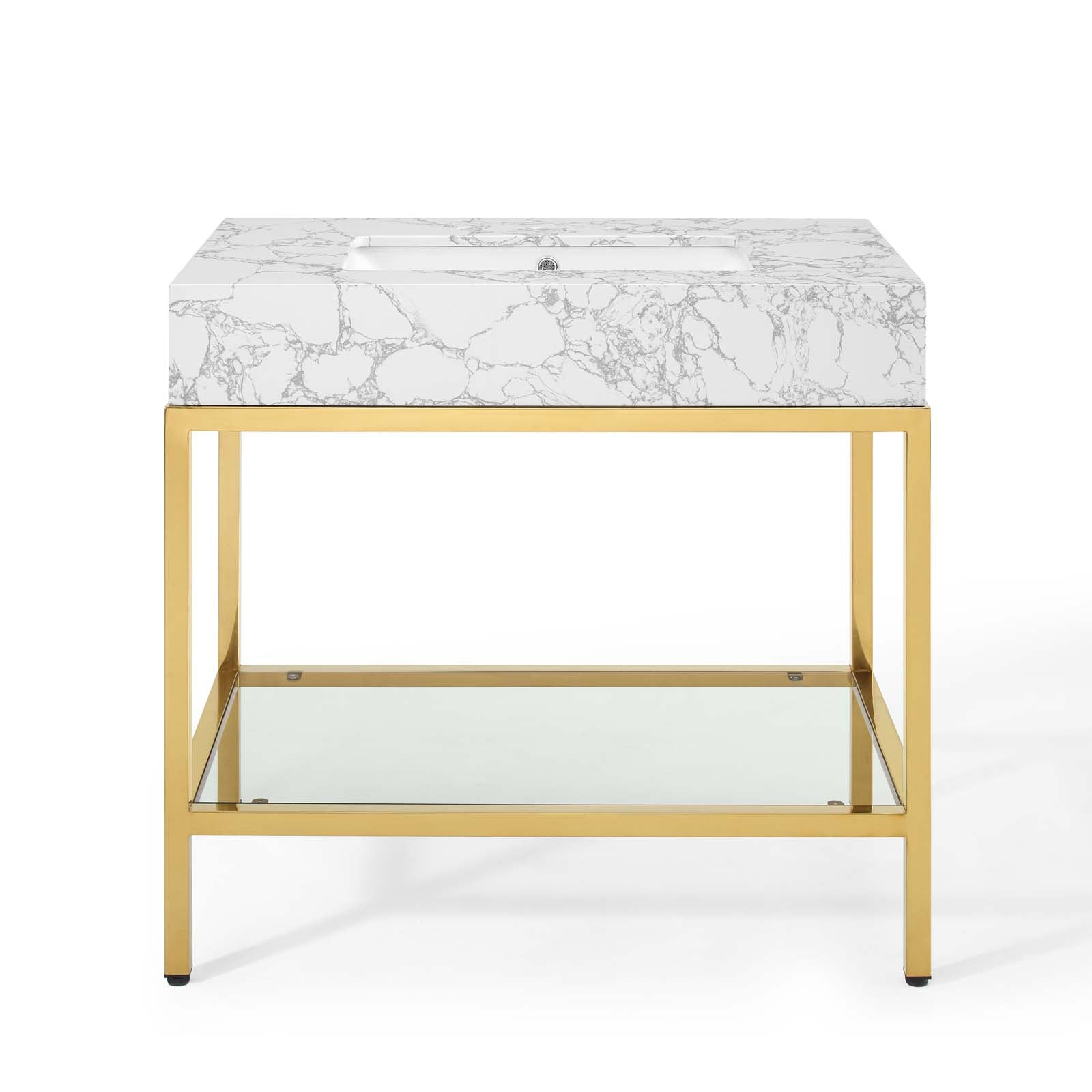 Kingsley 36" Gold Stainless Steel Bathroom Vanity by Modway