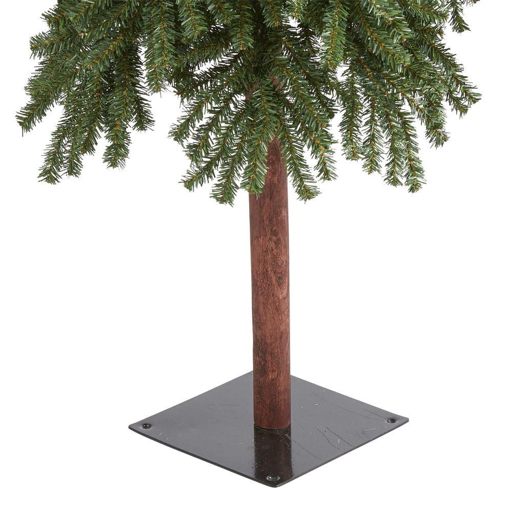 7' Gr& Alpine Artificial Christmas Tree w/950 Bendable Branches on Natural Trunk