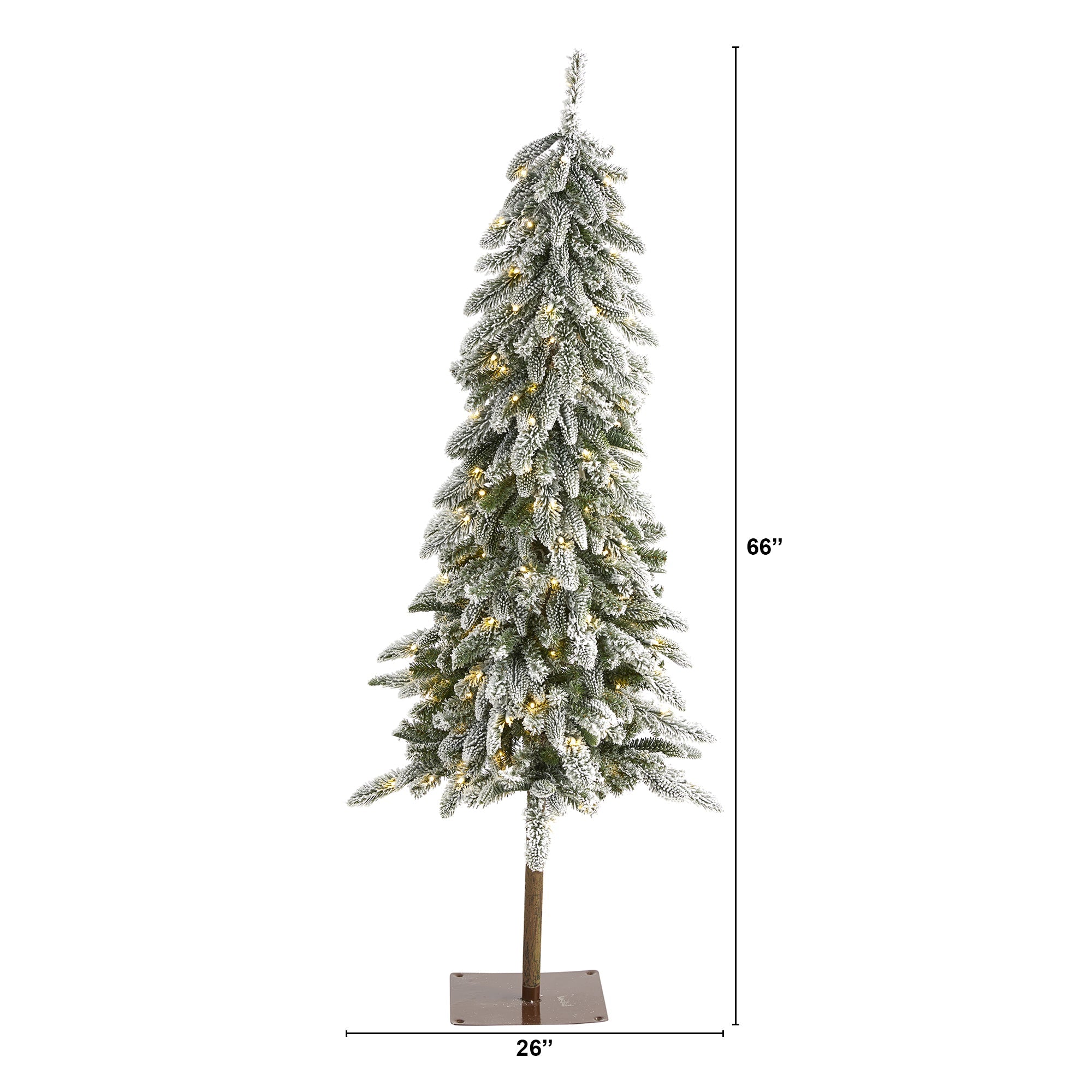 5.5' Flocked Washington Alpine Christmas Artificial Tree w 150 White Warm LED