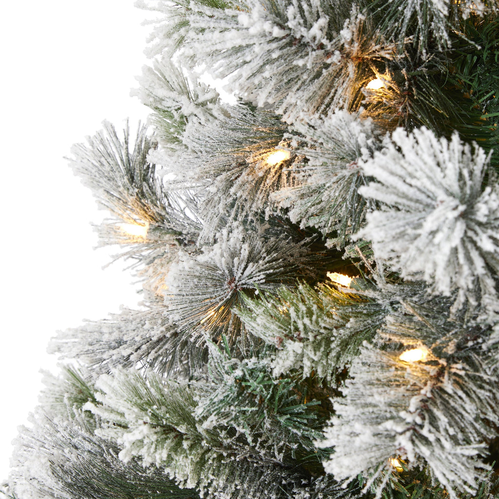 8' Flocked Oregon Pine Artificial Christmas Tree with 500 Clear Lights