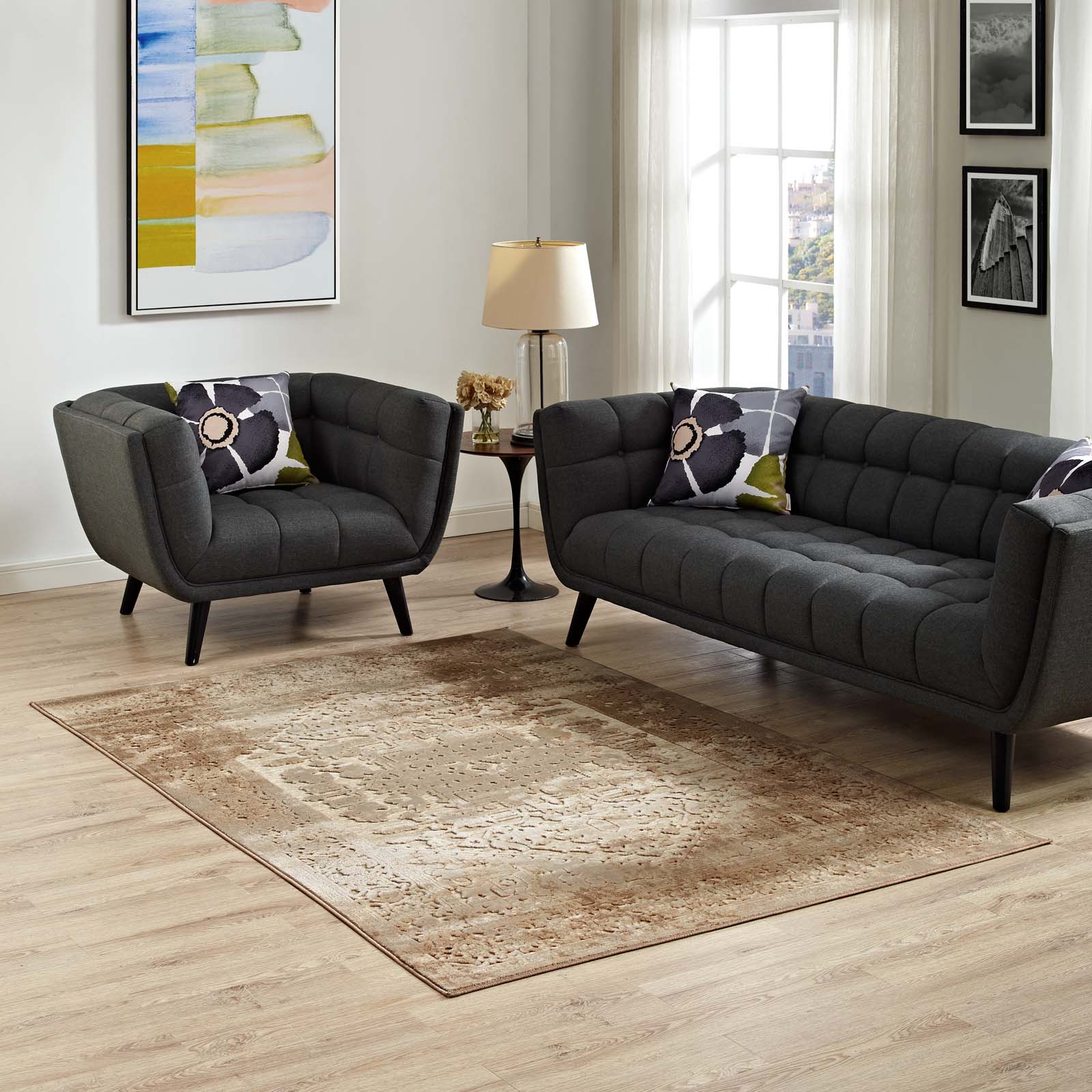 Rosina Distressed Vintage Medallion 5x8 Area Rug by Modway