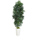 5' Bamboo Palm Artificial Plant in White Planter
