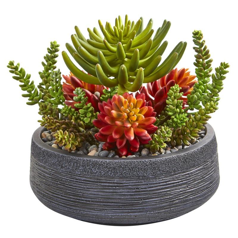 12"  Succulent Garden Artificial Plant in Bowl