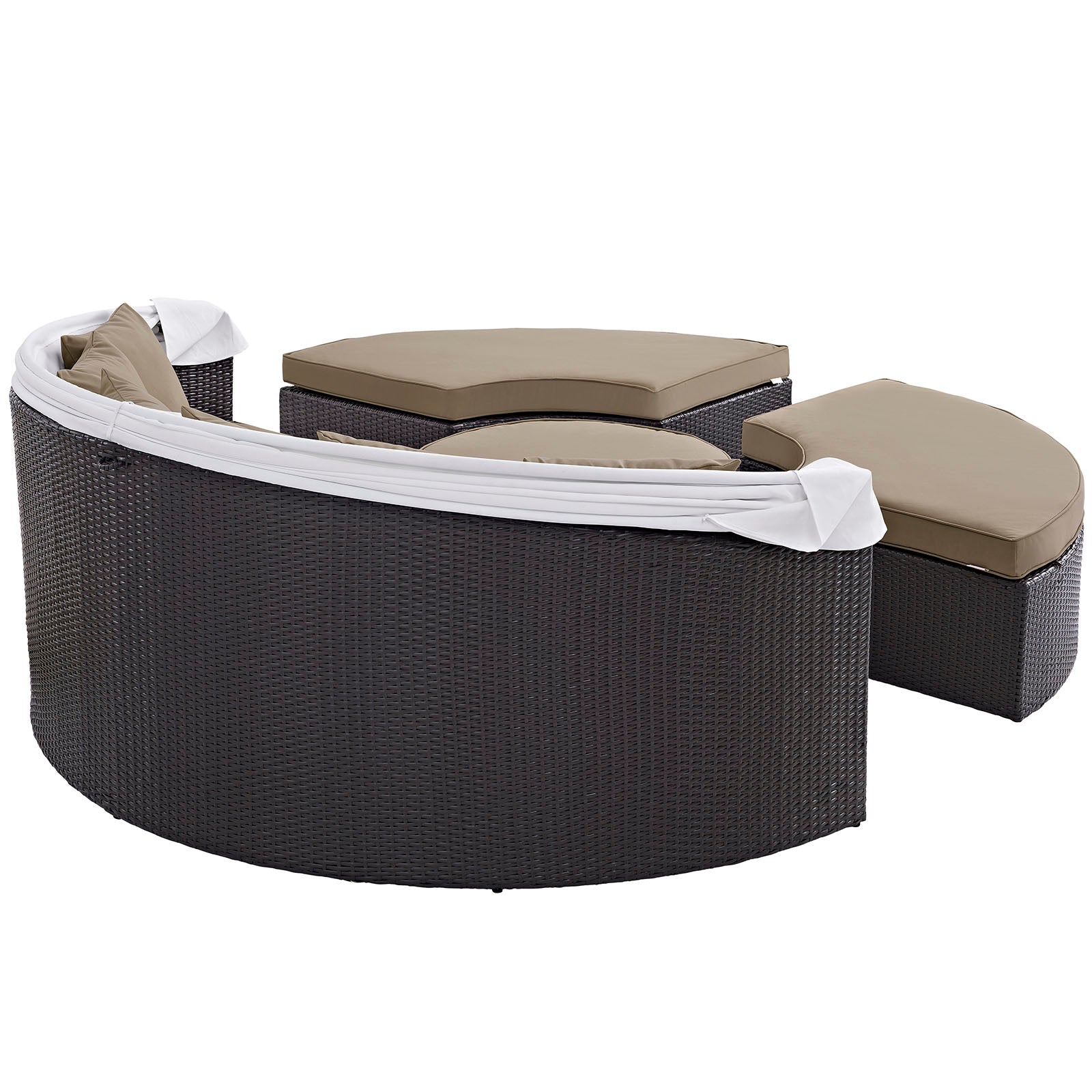 Quest Outdoor Patio Wicker Rattan Canopy Sectional Daybed by Modway