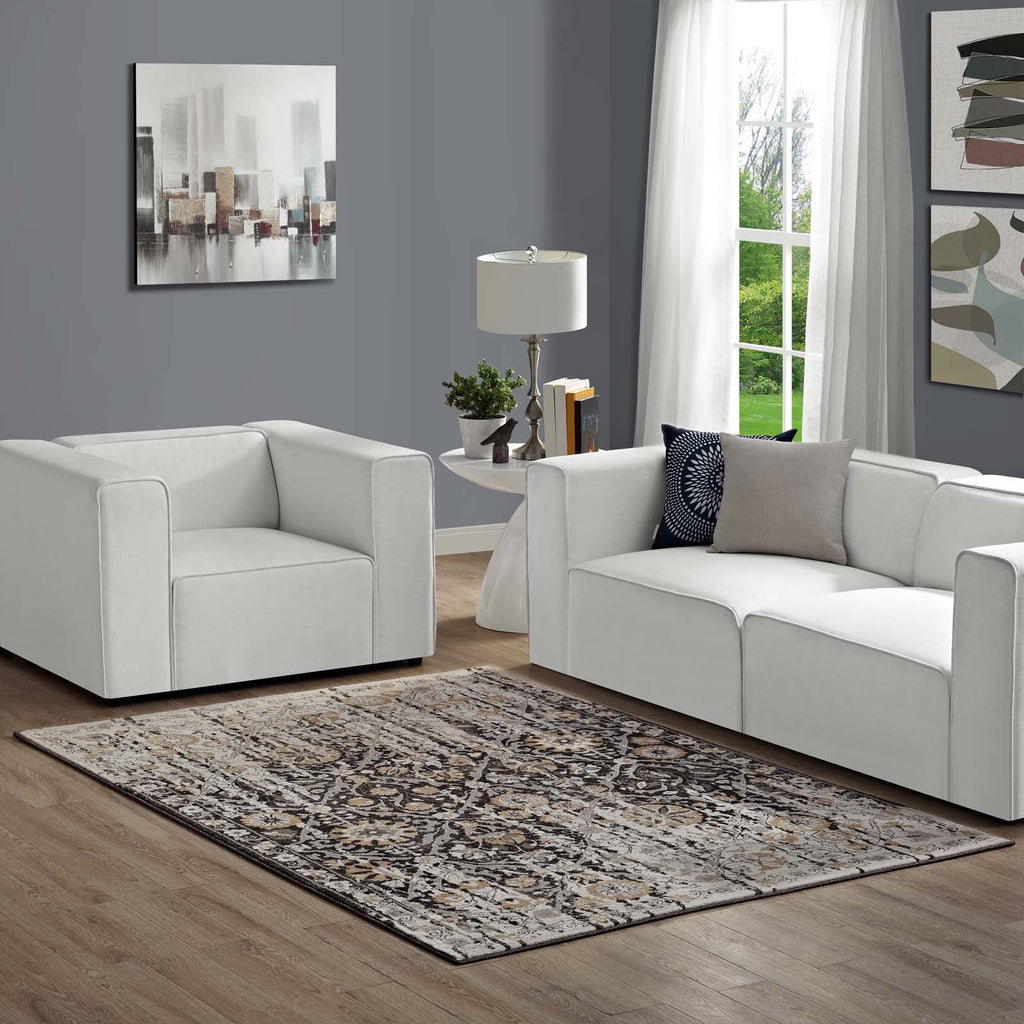 Ganesa Distressed Diamond Floral Lattice 8x10 Area Rug by Modway