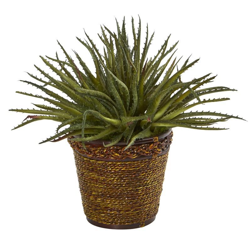 13"  Aloe Artificial Plant in Basket
