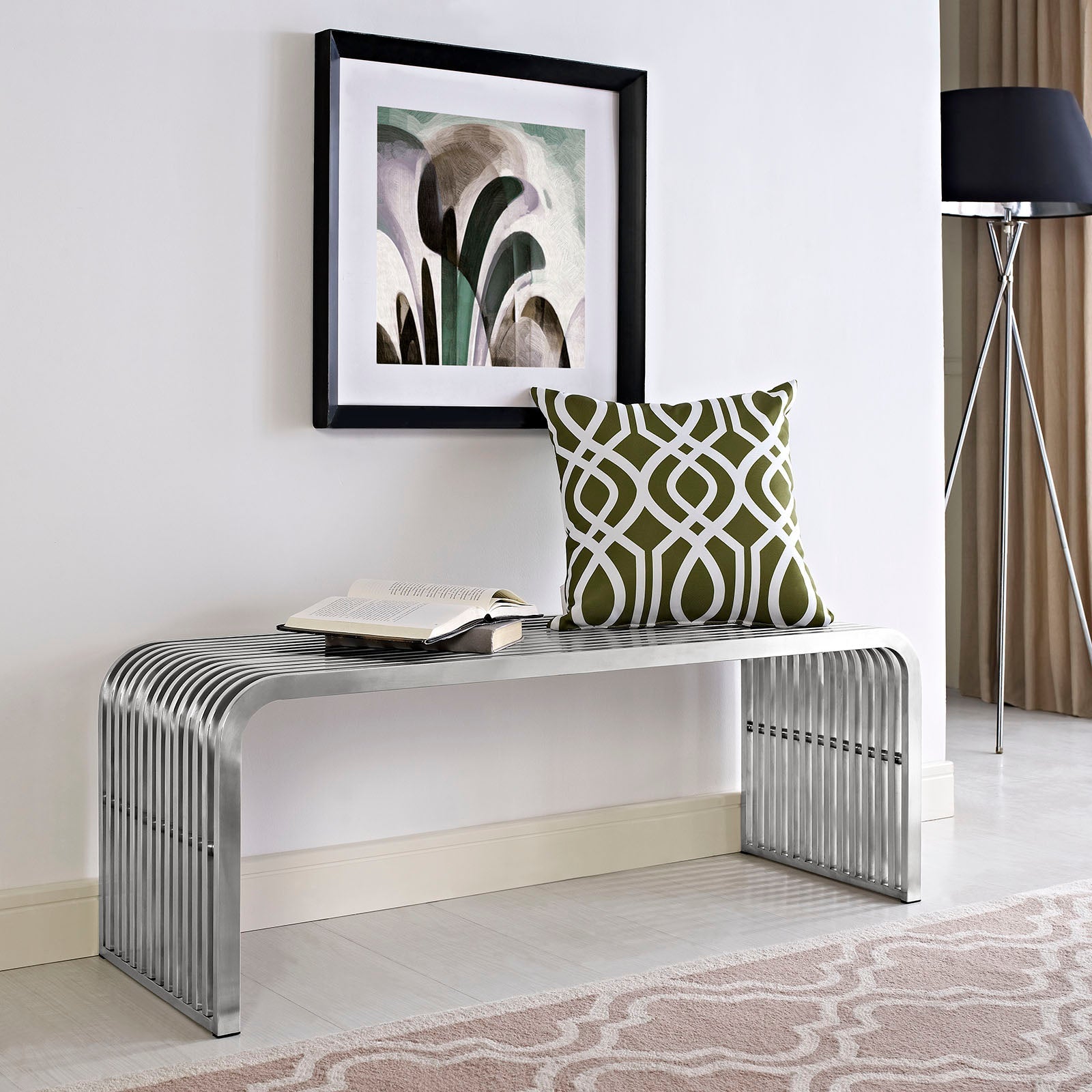 Pipe 47" Stainless Steel Bench by Modway