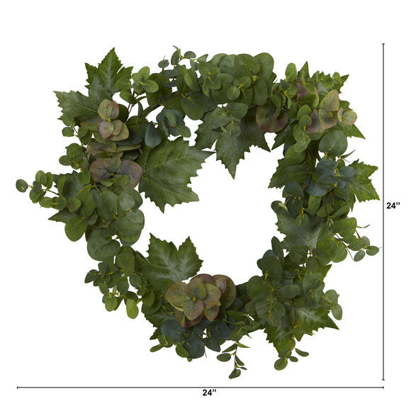24" Grape Leaf and Eucalyptus Artificial Wreath