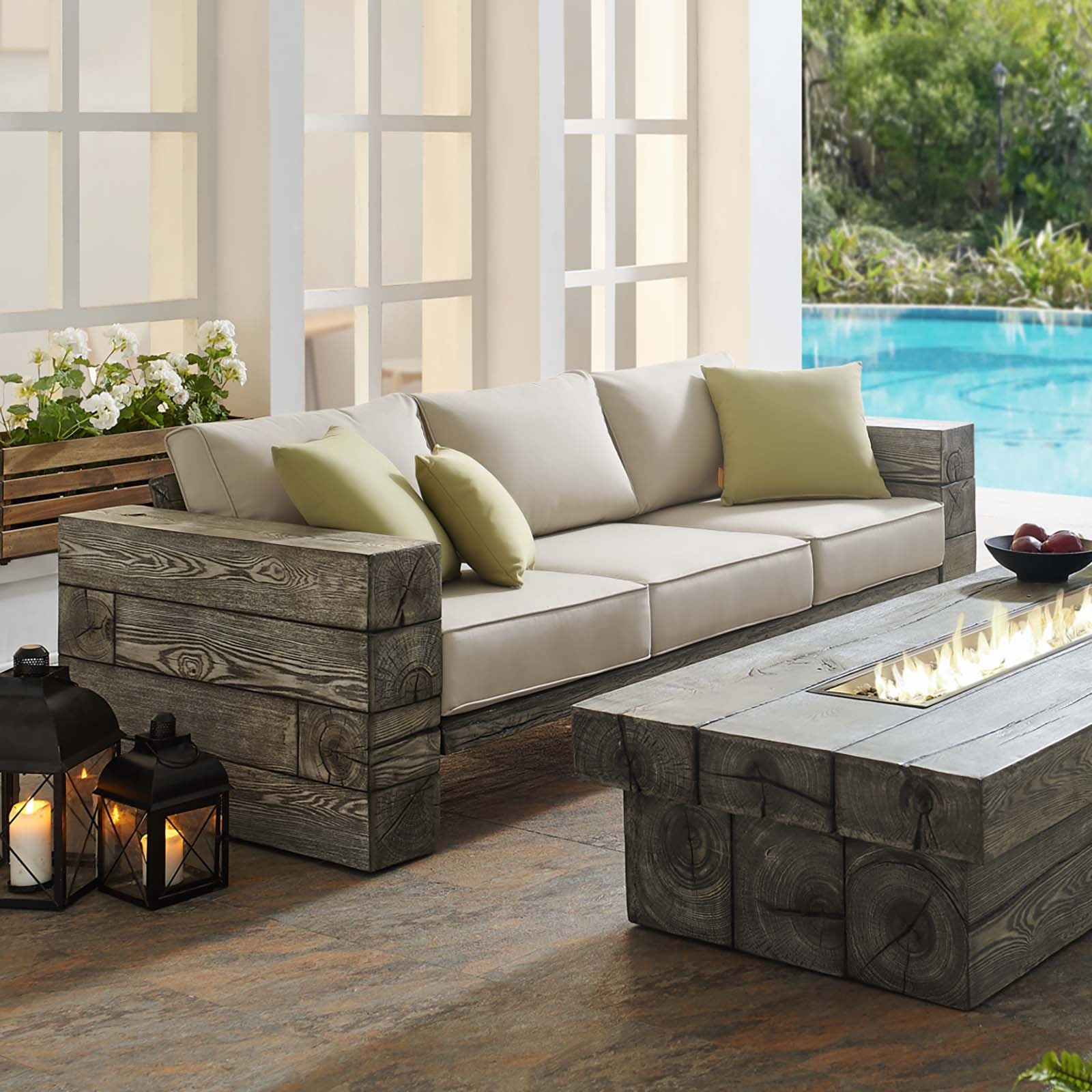 Manteo Rustic Coastal Outdoor Patio Sunbrella¨Sofa by Modway