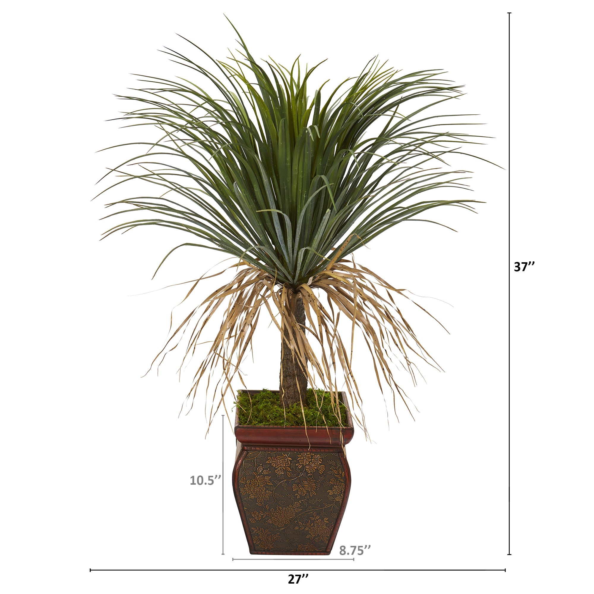 37" Pony Tail Palm Artificial Plant in Decorative Planter