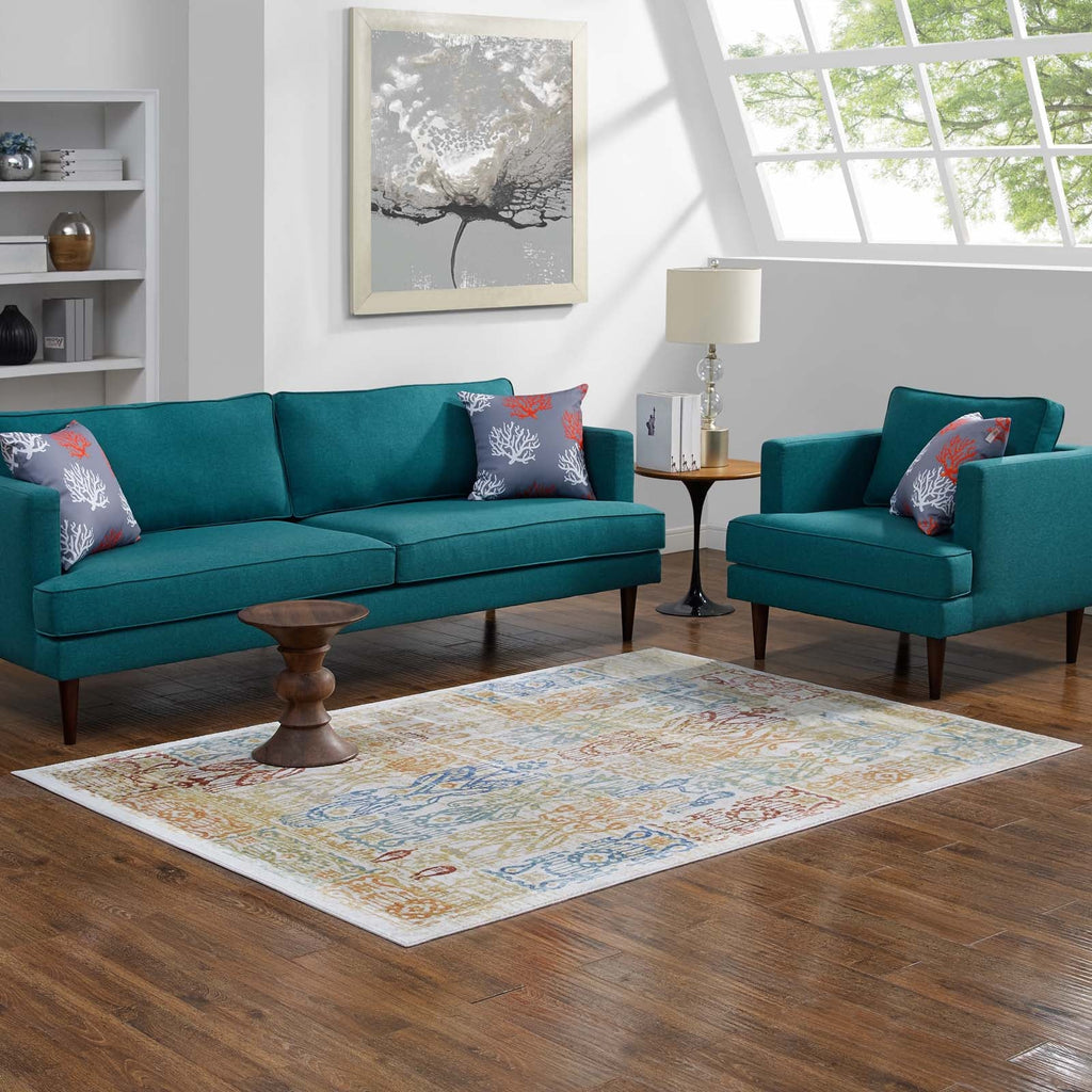 Solimar Distressed Southwestern Aztec 8x10 Area Rug by Modway