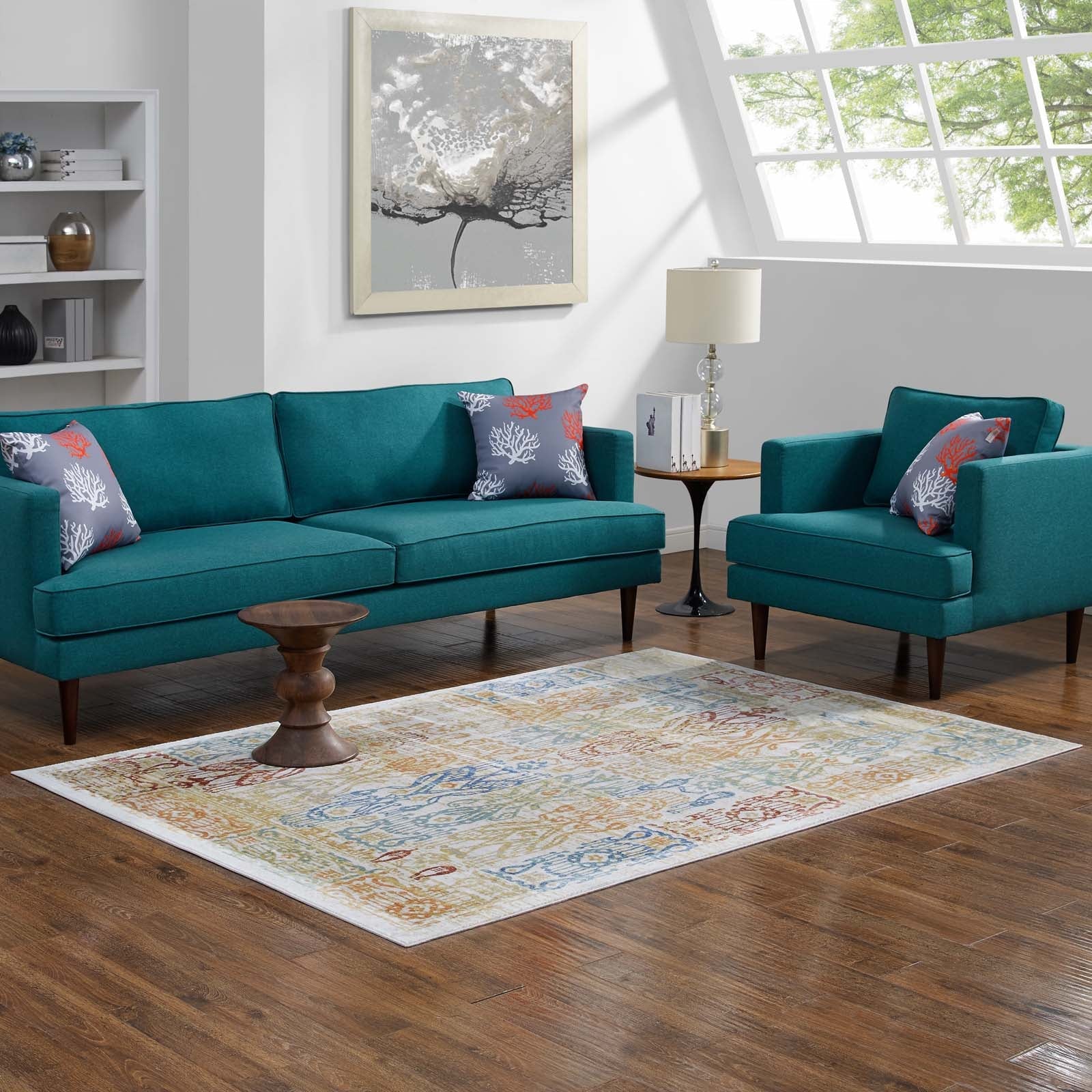 Solimar Distressed Southwestern Aztec 8x10 Area Rug by Modway