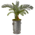 36" Cycas Artificial Plant in Vintage Metal Planter