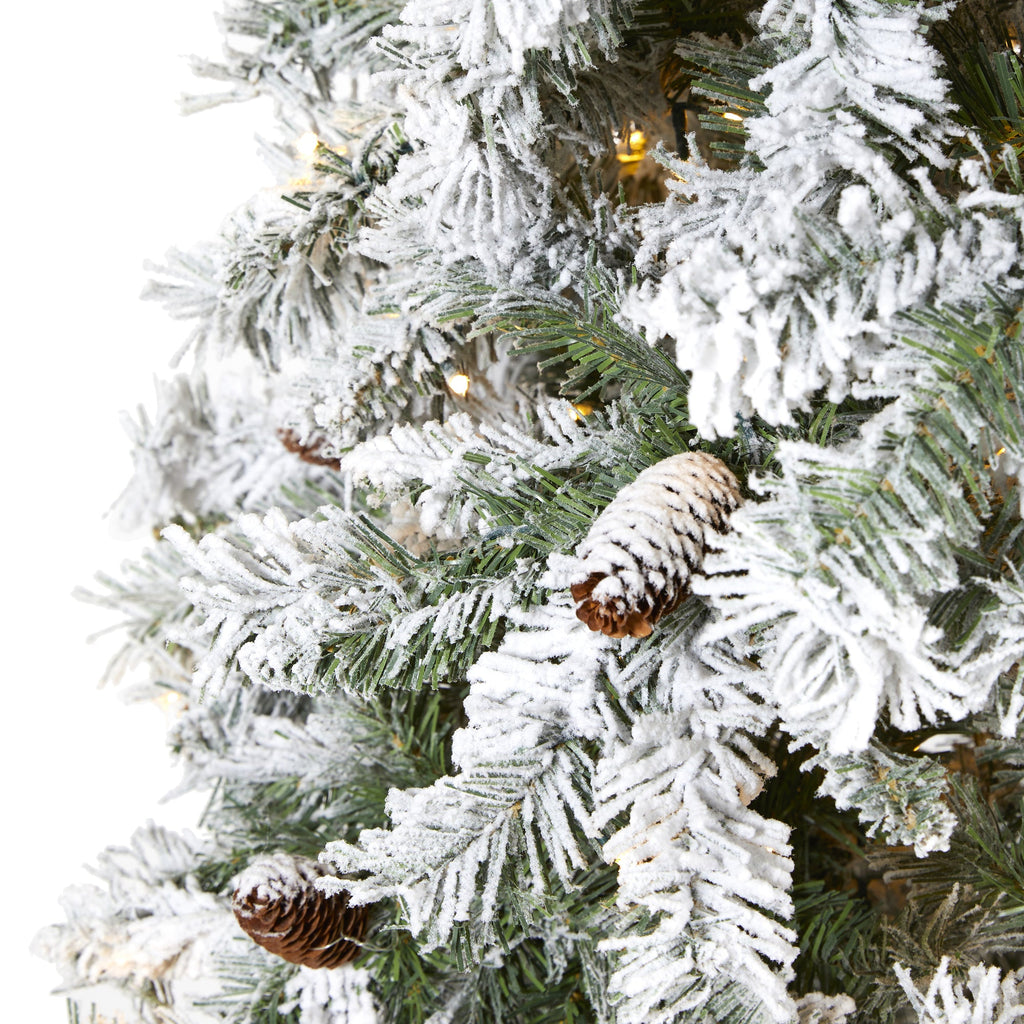 8' Flocked White River Mountain Pine Artificial Christmas Tree